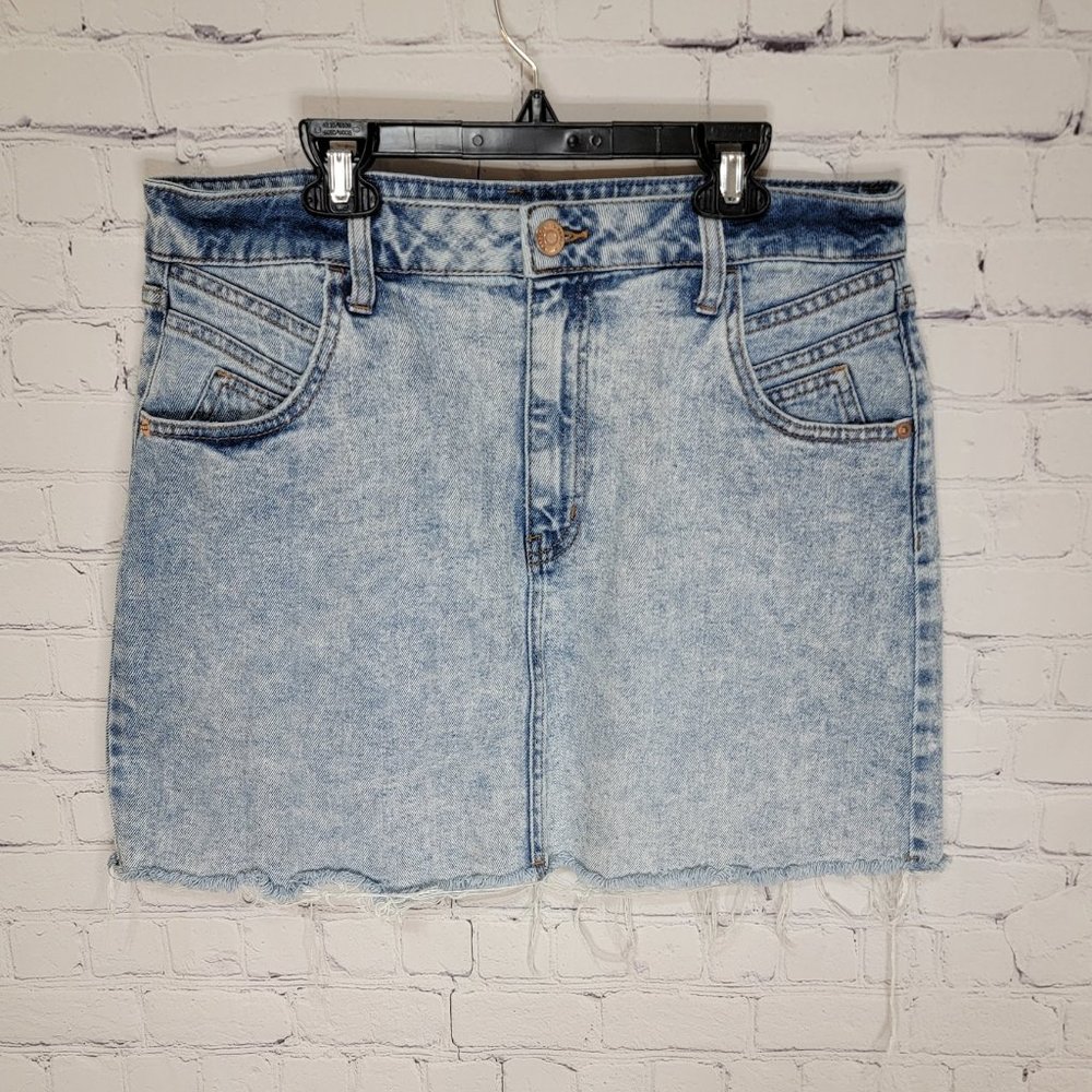 Wild Fable Acid Wash Destructed Denim Skirt Size 14